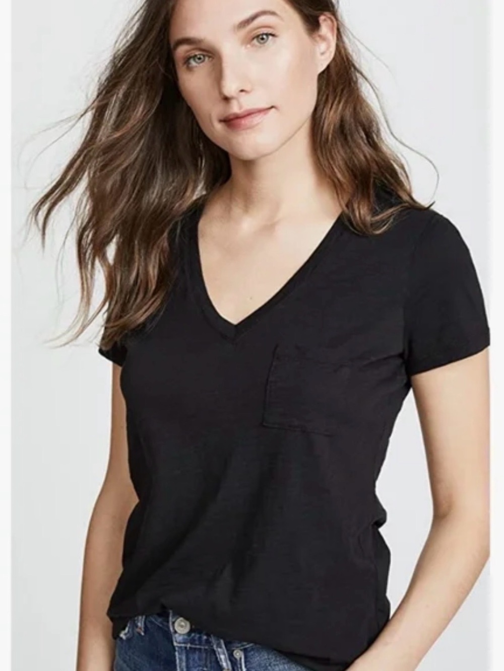 Madewell Black V-Neck Pocket Tee
